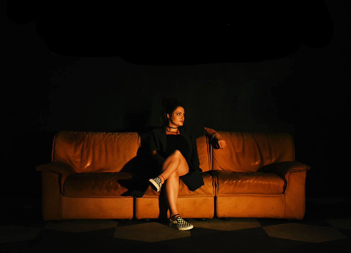 Image of the Southbound stage with a mircophone in the foreground.